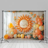 Aperturee - Aperturee Sun Balloon Floral Arch Curtain Cake Smash Backdrops